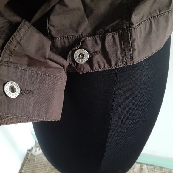 Guess Authentic Jeans Cropped Button Army Green Utility Military Jacket S/P - Picture 11 of 13